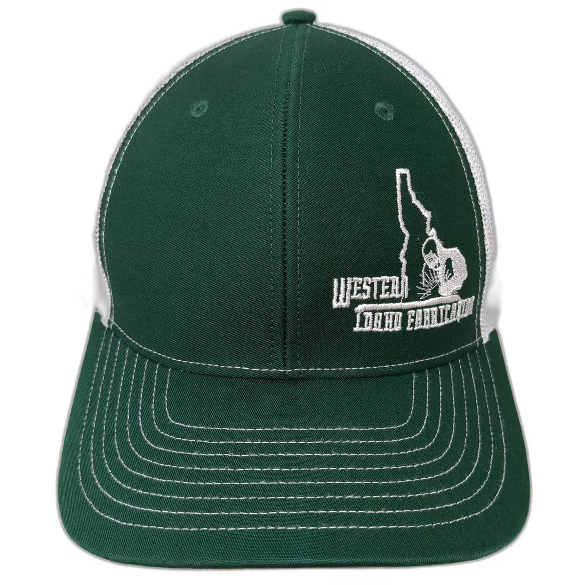Richardson Trucker Hat Green White One Size Western Idaho Fabrication Snapback