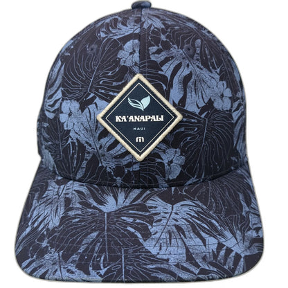 Travis Mathew Snapback Blue One Size Hat Ka'anapali Maui Floral Monstera Print