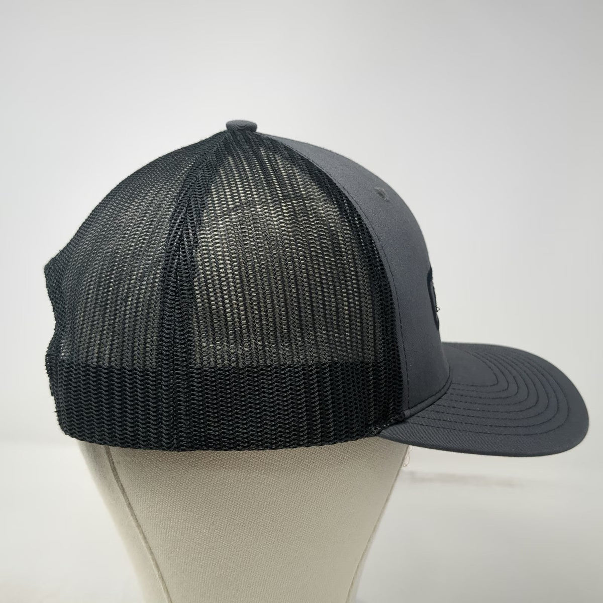 Richardson Trucker Hat Gray One Size Mullet Patch Mesh Back Snapback Curved Brim