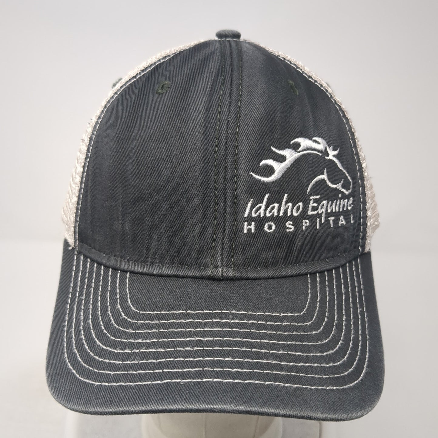 Idaho Equine Hospital Snapback Trucker Hat Gray OS Adjustable Mesh Back Ouray