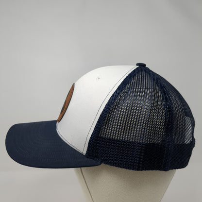 The Club Leather Patch Snapback Trucker Hat Blue One Size Mesh Back