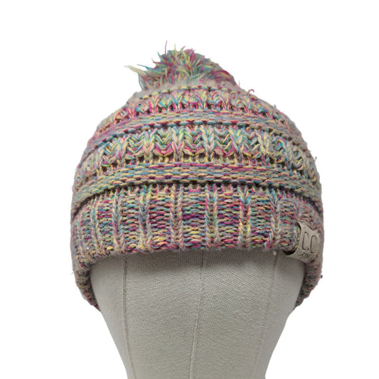 Unbranded Women's Cable Knit Beanie Hat Cap Rainbow Multicolor 100% Acrylic