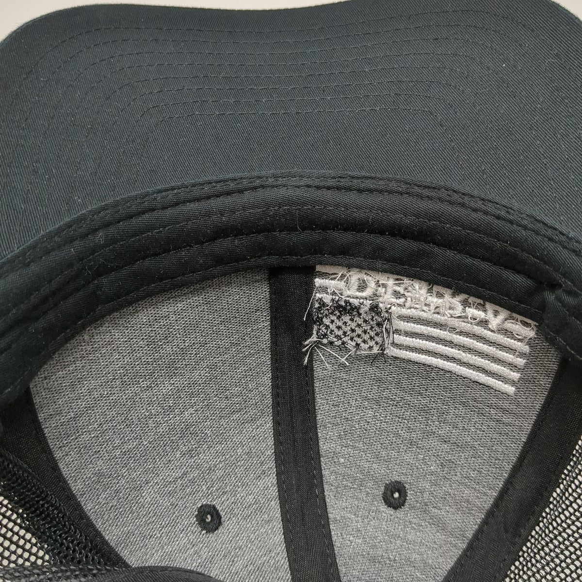 Richardson Trucker Hat Black One Size Petra American Flag Logo Mesh Snapback