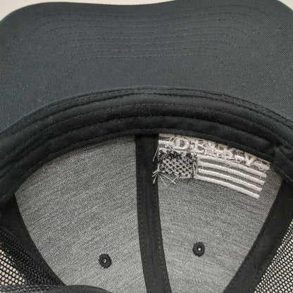 Richardson Trucker Hat Black One Size Petra American Flag Logo Mesh Snapback