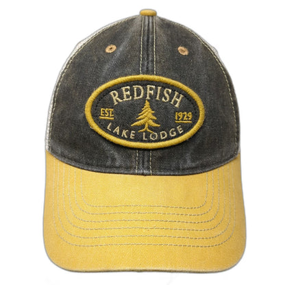 Legacy Trucker Hat One Size Black Yellow Redfish Lake Lodge Snapback Mesh