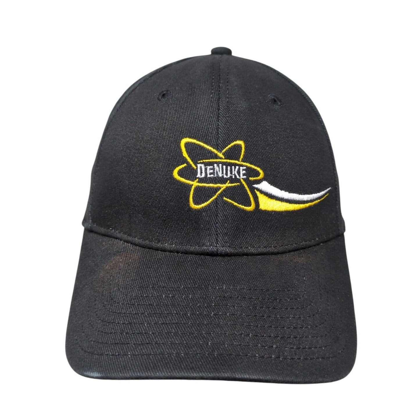 Denuke Fitted Hat Black M/L Embroidered Solid Vent Holes Proflex