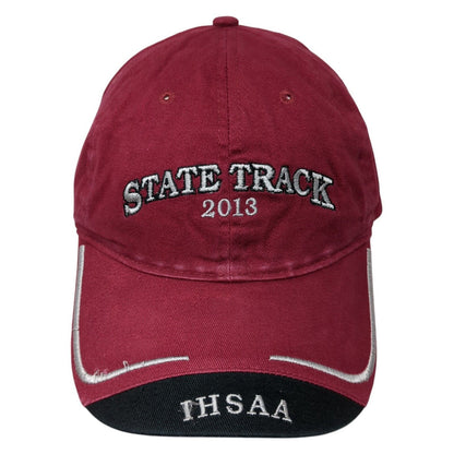 State Track 2013 IHSAA Slideback Hat Red One Size Adjustable Embroidered Cotton