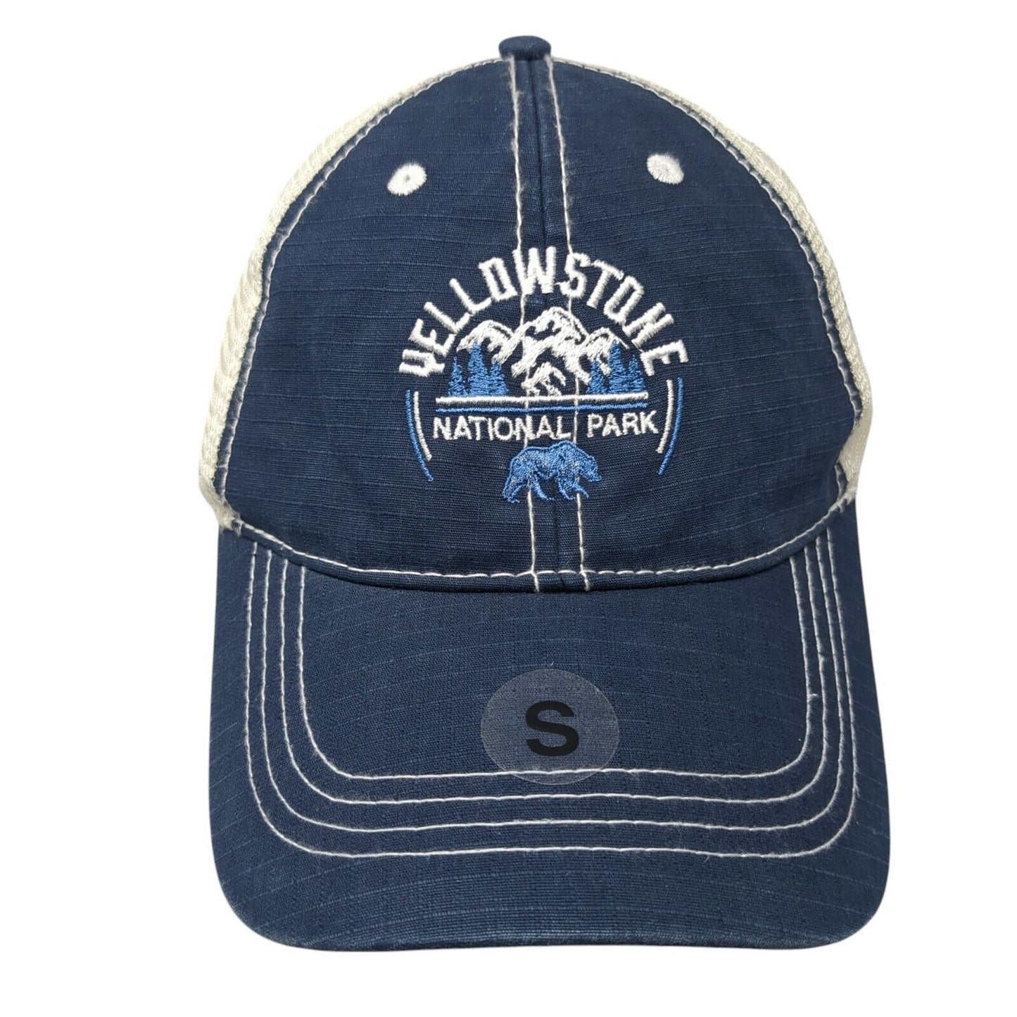 Yellowstone National Park Snapback Trucker Hat Blue Small 6 Panel W/Tags