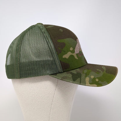 Yupoong Trucker Hat Green Camo One Size Mesh Snapback Quality Laminators