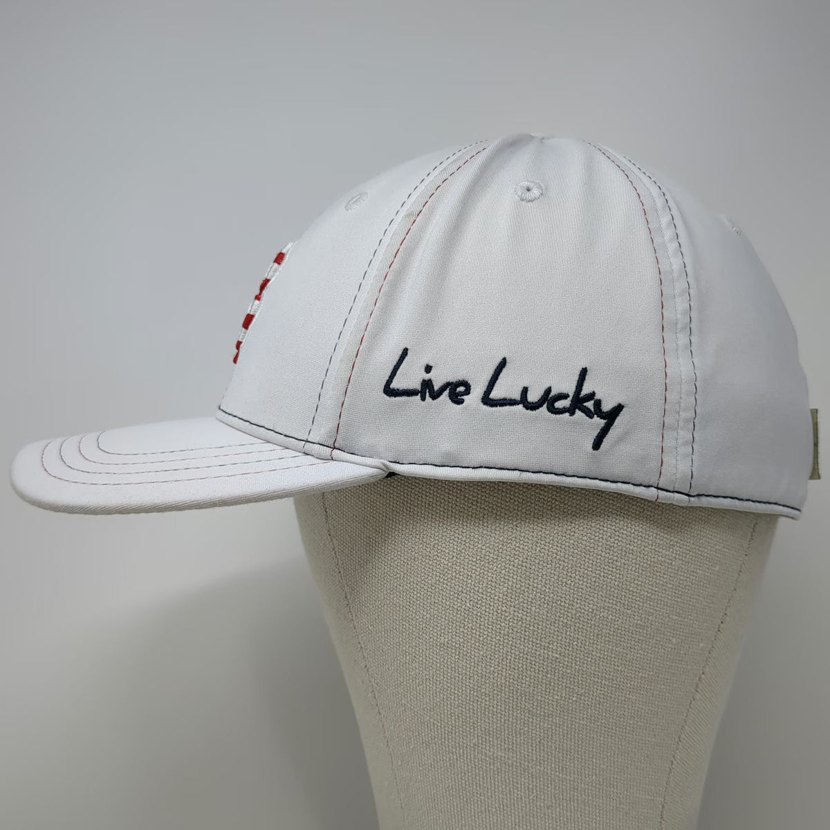 Black Clover Baseball Cap White XL Fitted Memory Fit Live Lucky Valley Rowdies