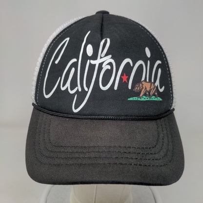 California Snapback Mesh Back Rope Trucker Hat OSFA Black Colorblock