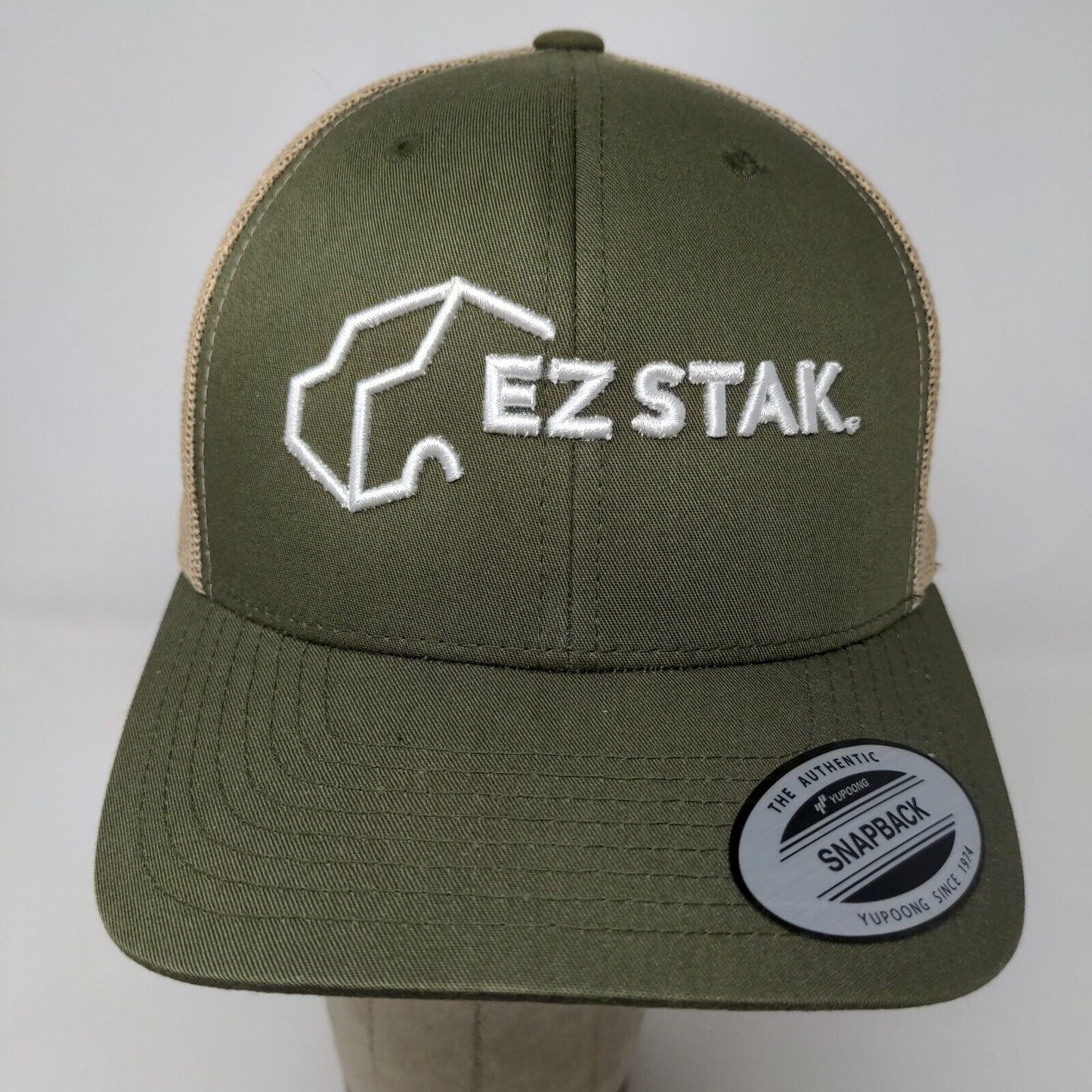 Yupoong Men's Snapback Mesh Back Hat Green Embroidered Logo EZ Stak