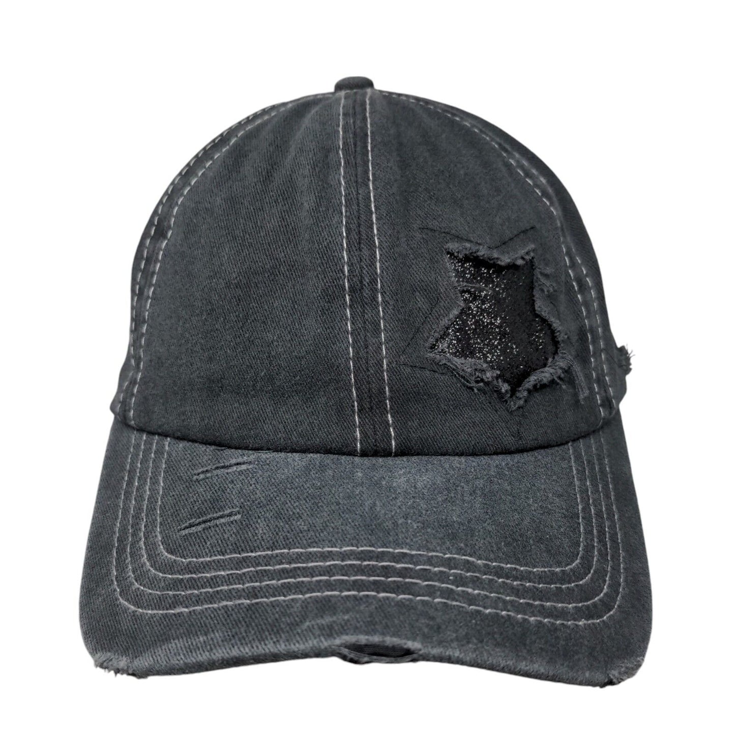 Unbranded Strapback Hat Gray One Size Adjustable Stars Ponytail