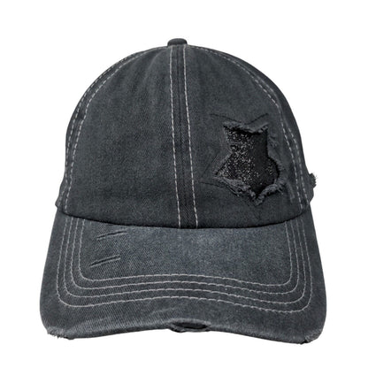 Unbranded Strapback Hat Gray One Size Adjustable Stars Ponytail