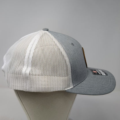 Richardson Trucker Hat Gray XL Mesh Snapback NJ Gomeza Farms Leather Patch