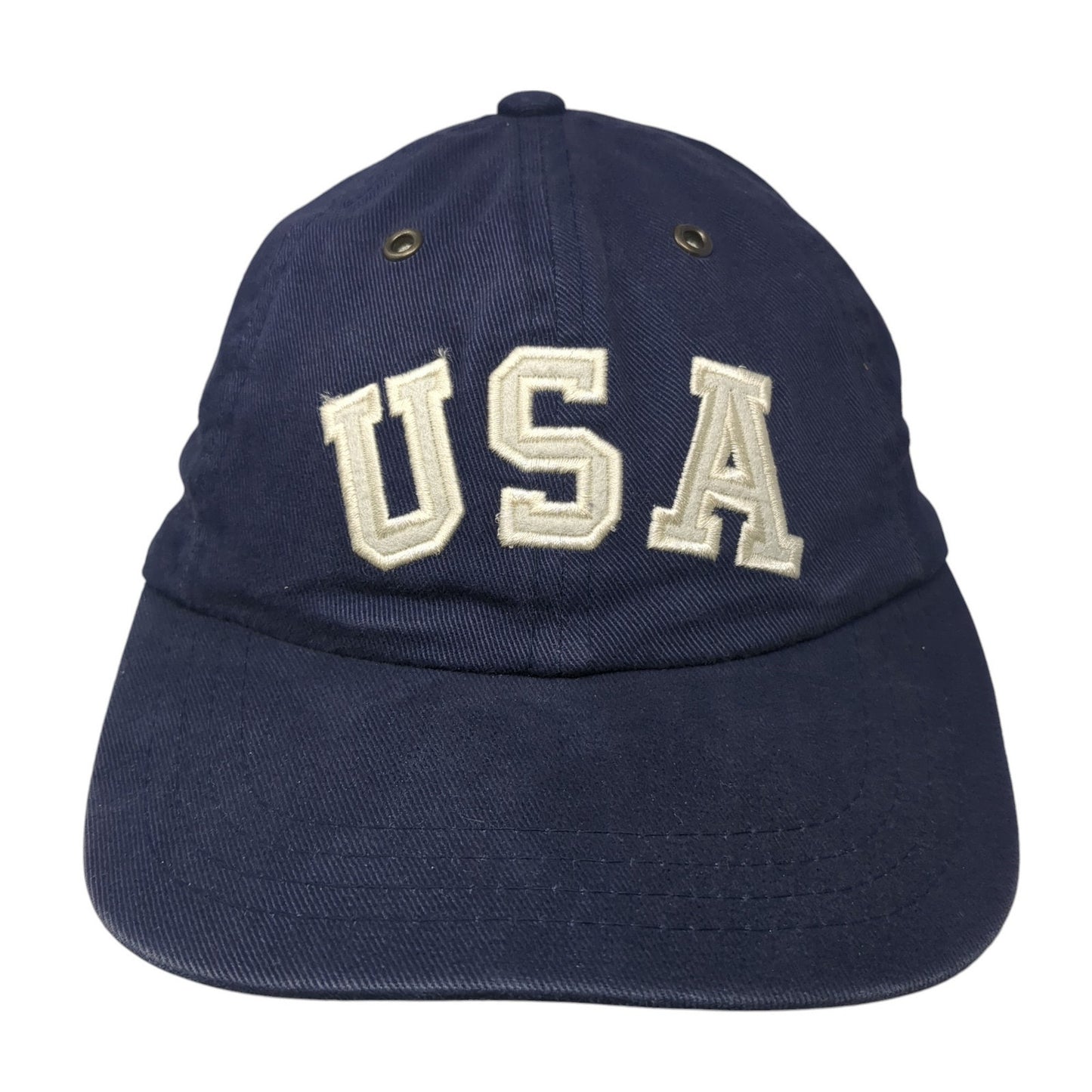 USA American Flag Slideback Hat Blue One Size Adjustable Leather Strap