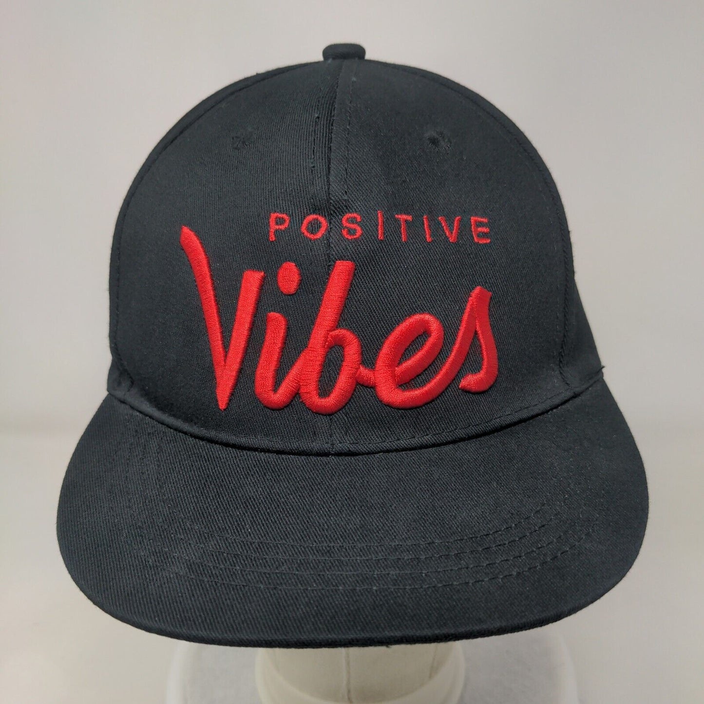 Positive Vibes Snapback Hat Black One Size Adjustable Embroidered