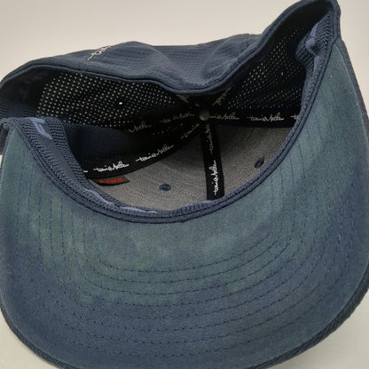 TravisMathew Baseball Cap Blue M Flexfit Embroidered Script Logo Polyester Hat