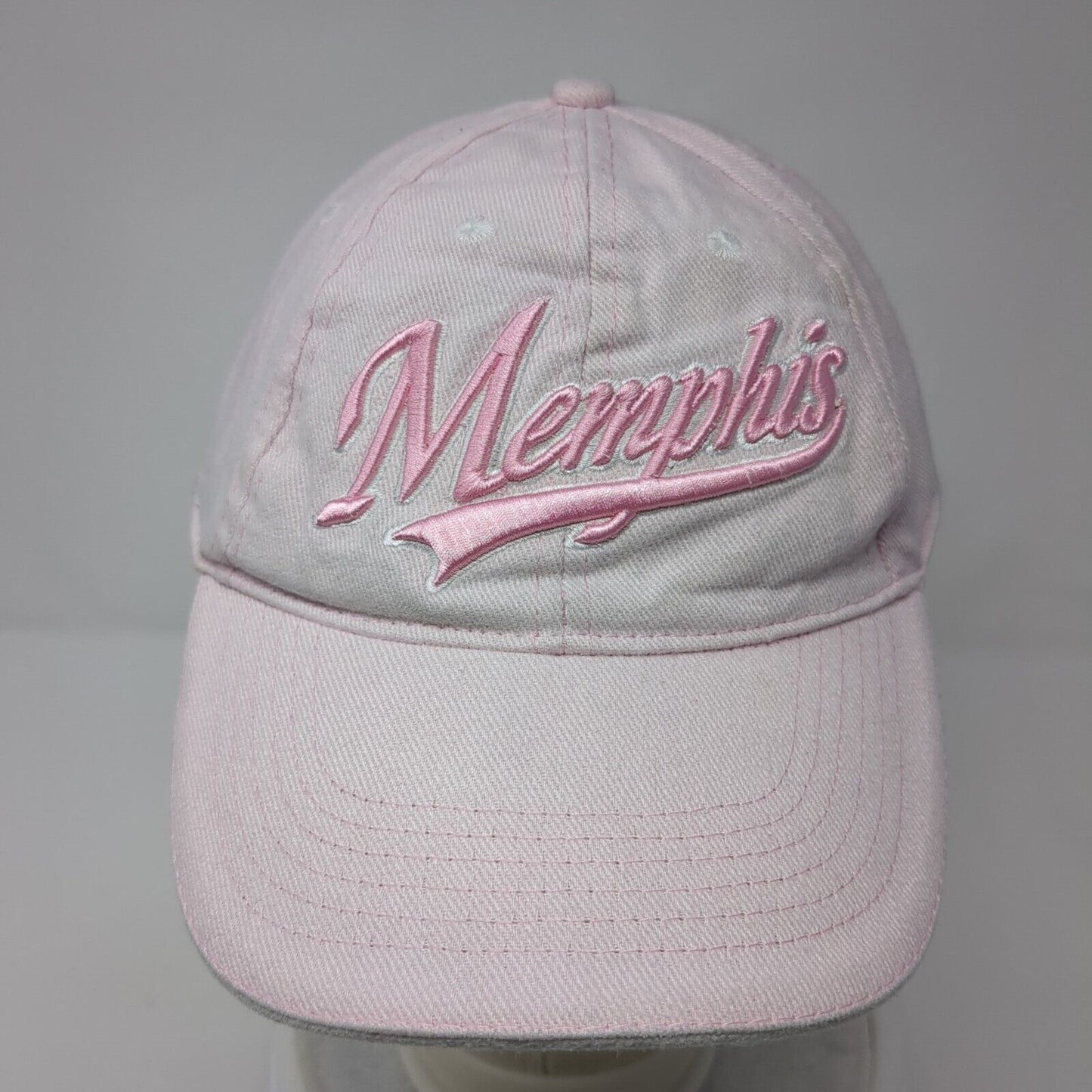 Memphis Strapback Hat Pink One Size Adjustable Embroidered Vented Holes 6 Panel