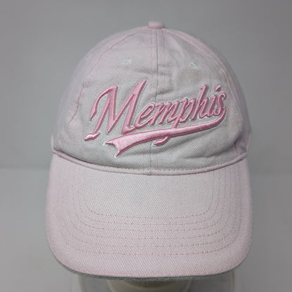 Memphis Strapback Hat Pink One Size Adjustable Embroidered Vented Holes 6 Panel