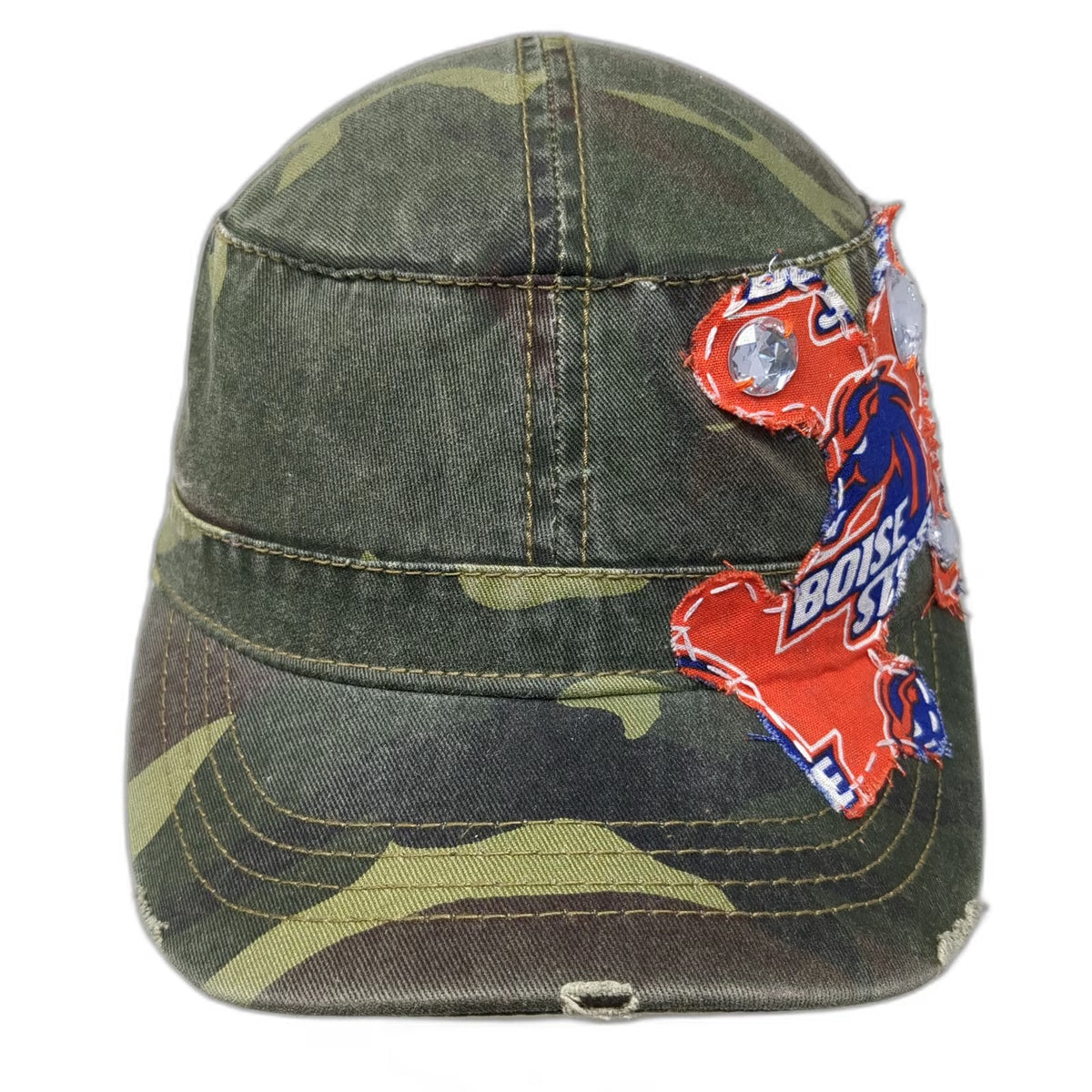 Boise State Broncos NCAA OTTO Army Cap Green Orange One Size Camo Rhinestone Hat