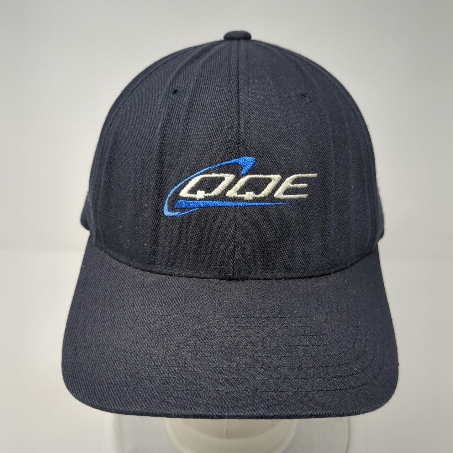 QQE Fitted Hat Blue Large-XL Embroidered Flexfit Yupoong Solid 6 Panel