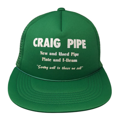 Craig Pipe Snapback Rope Trucker Hat Green One Size Mesh Back Outdoor