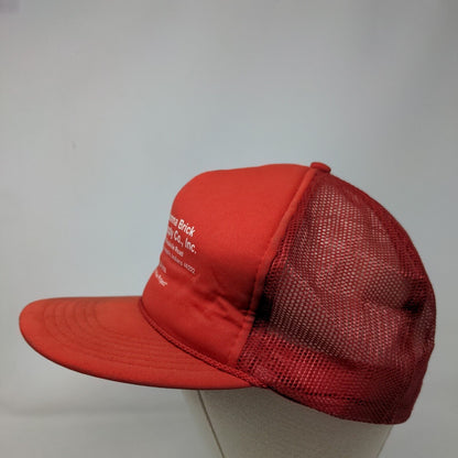 Adonna Brick Supply Co Inc. Snapback Trucker Hat Red OSFA Mesh Back Rope 6 Panel