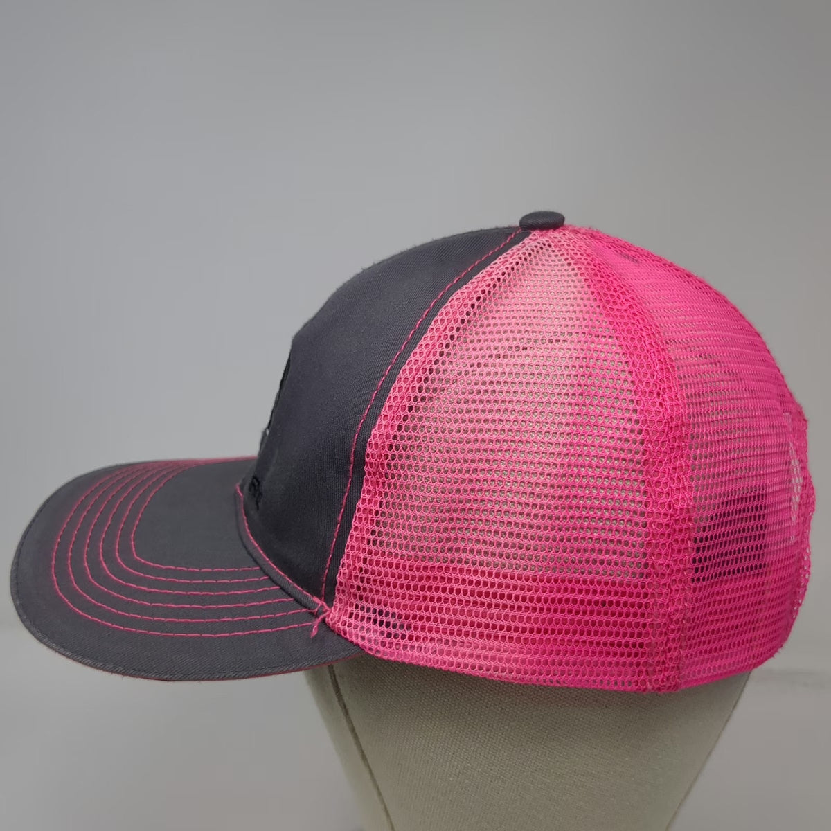 John Deere Trucker Hat Gray Pink One Size Mesh Back Snapback Graphic Embroidered