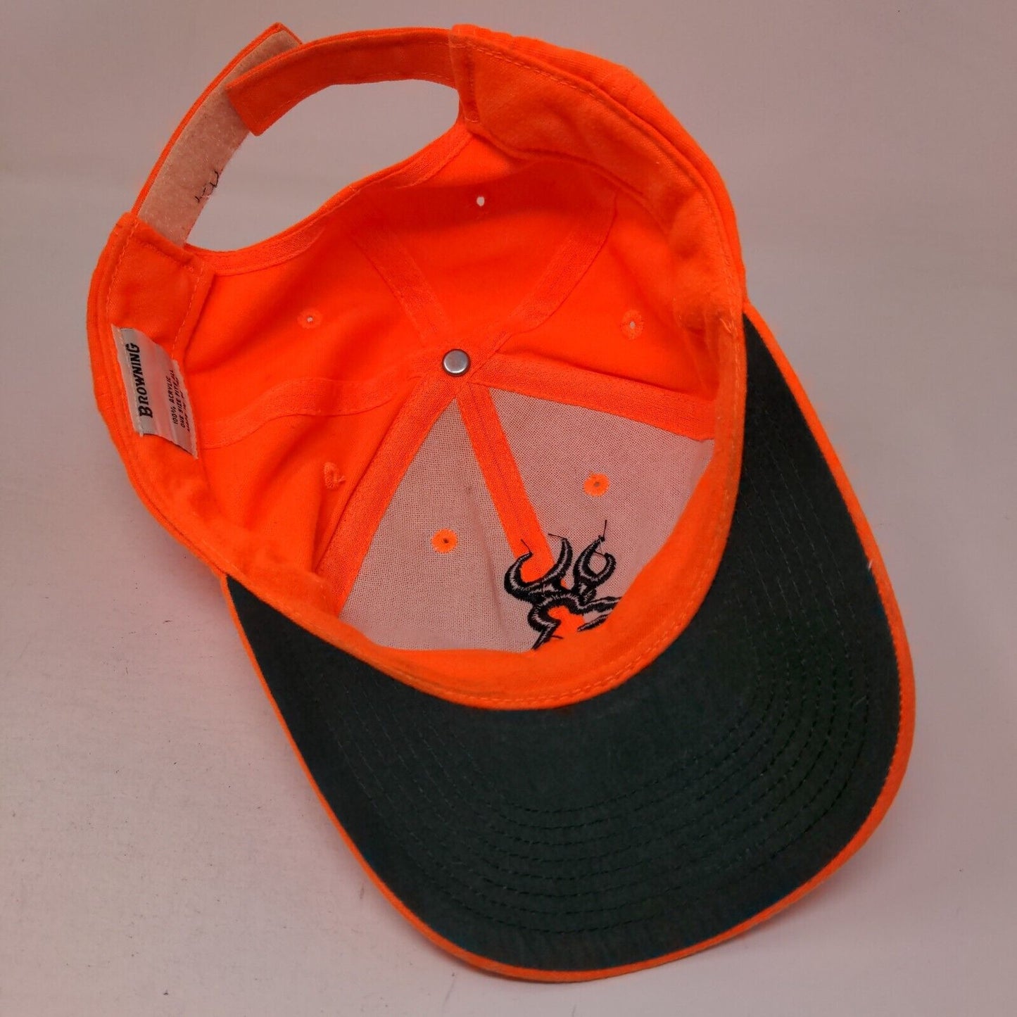 Browning Strapback Hat Orange OSFA Adjustable Embroidered Vented Holes 6 Panel