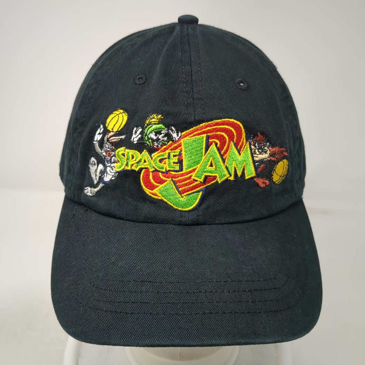 Warner Bros Space Jam Baseball Cap Hat Black Bugs Bunny Marvin Taz Vintage