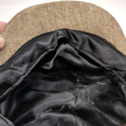 D&Y Army Cap Brown One Size Herringbone Acrylic Wool Blend Hat Side Ribbon