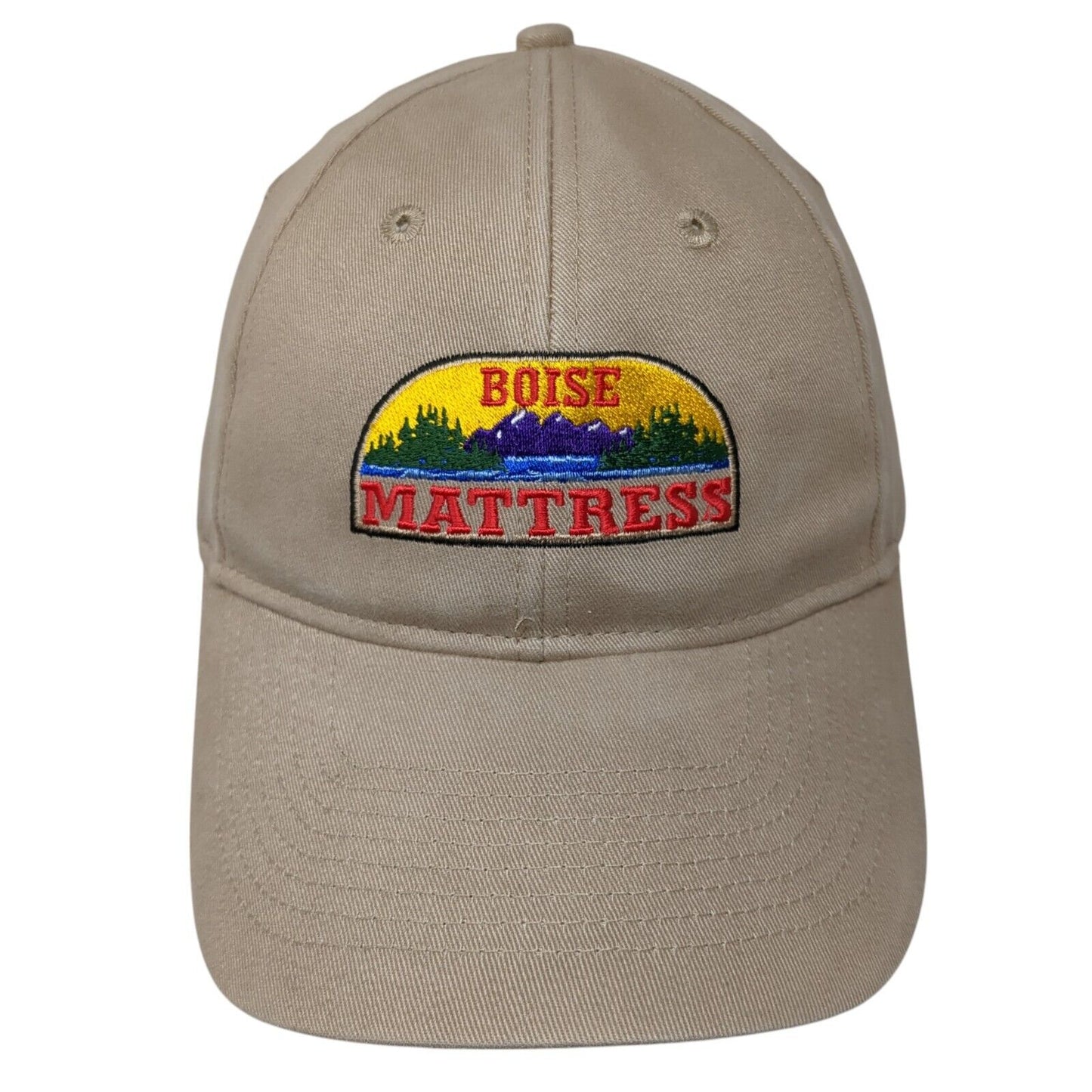 Boise Mattress Strapback Hat Tan One Size Adjustable Embroidered KC