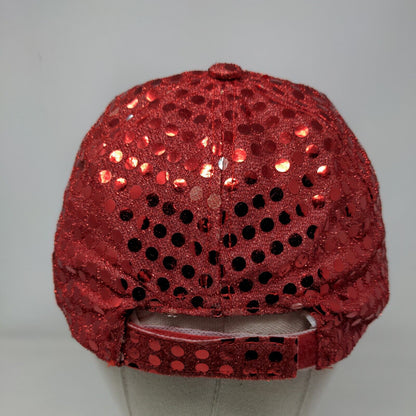 Heart Sequin Sparkle Strapback Hat Red One Size Adjustable 6 Panel