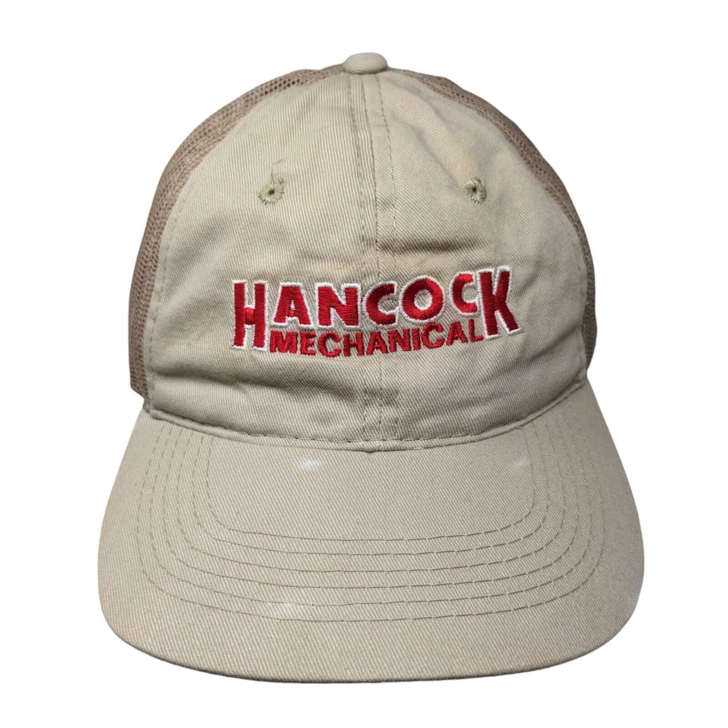 Hancock Mechanical Strapback Trucker Hat Tan OSFM Mesh Back Outdoor Cap