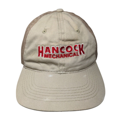 Hancock Mechanical Strapback Trucker Hat Tan OSFM Mesh Back Outdoor Cap