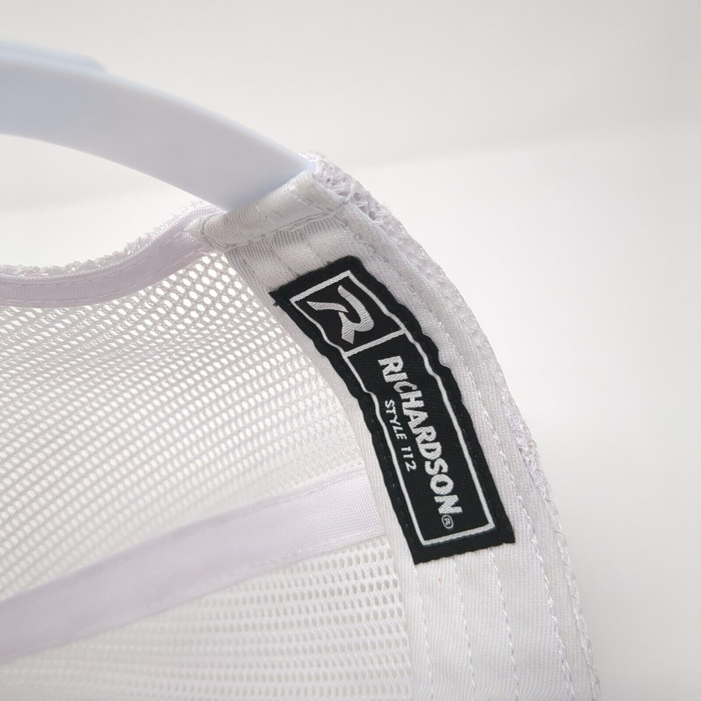 Richardson Snapback Trucker Hat White One Size Embroidered Logo Mesh Back