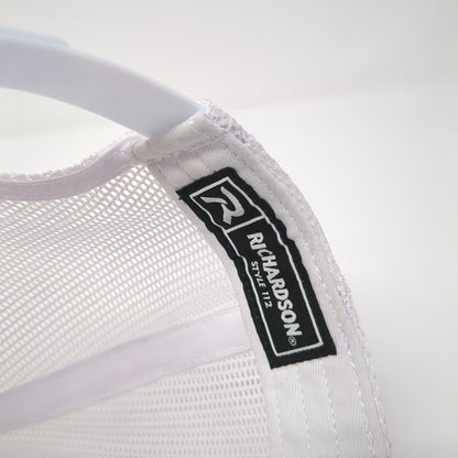 Richardson Snapback Trucker Hat White One Size Embroidered Logo Mesh Back