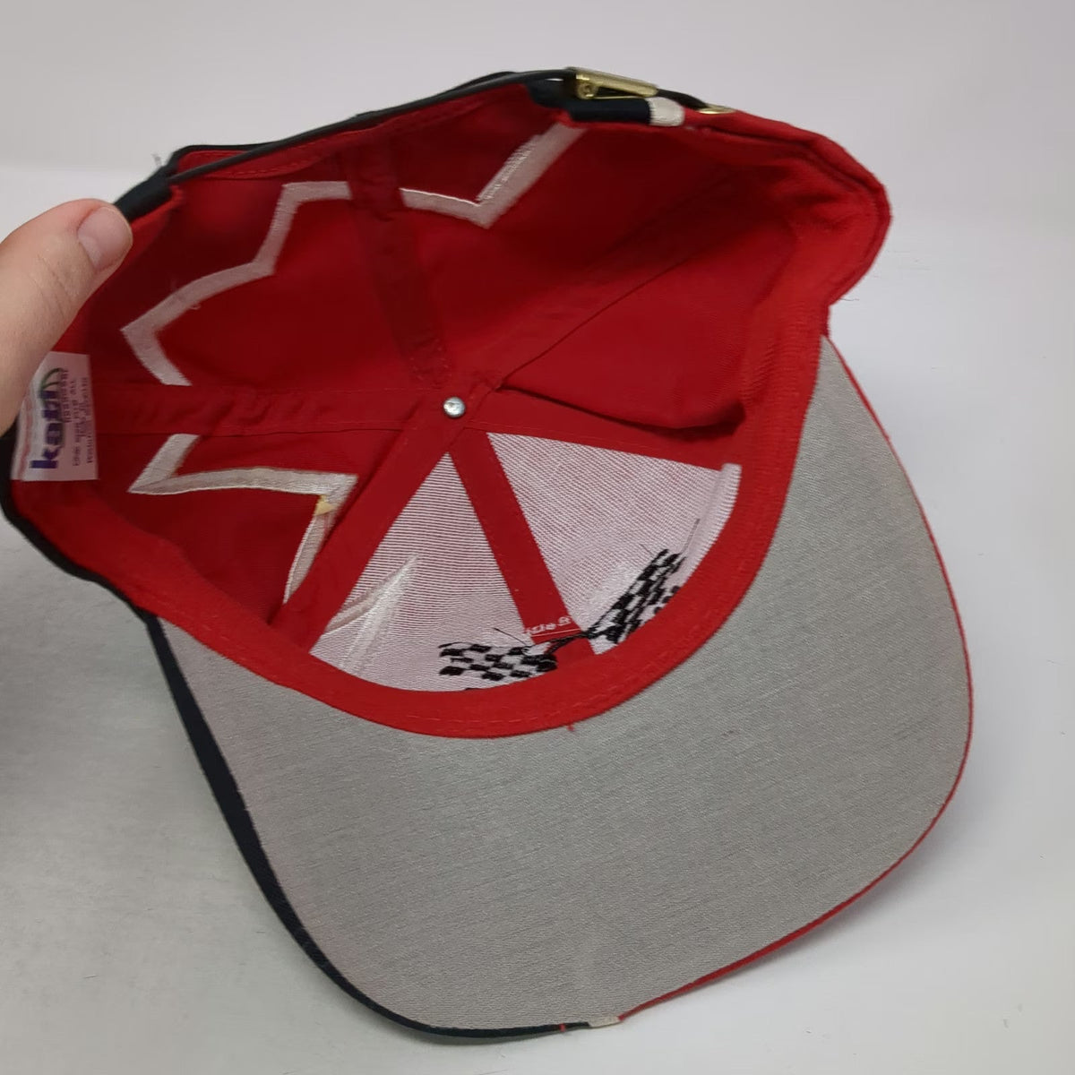 Kati Baseball Cap Red One Size Boole & Babbage Kickoff 99 Checkered Flags Hat