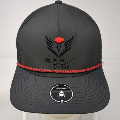Blackhawk Trucker Hat Black One Size Red Rope Perforated Snapback Lacrosse Logo