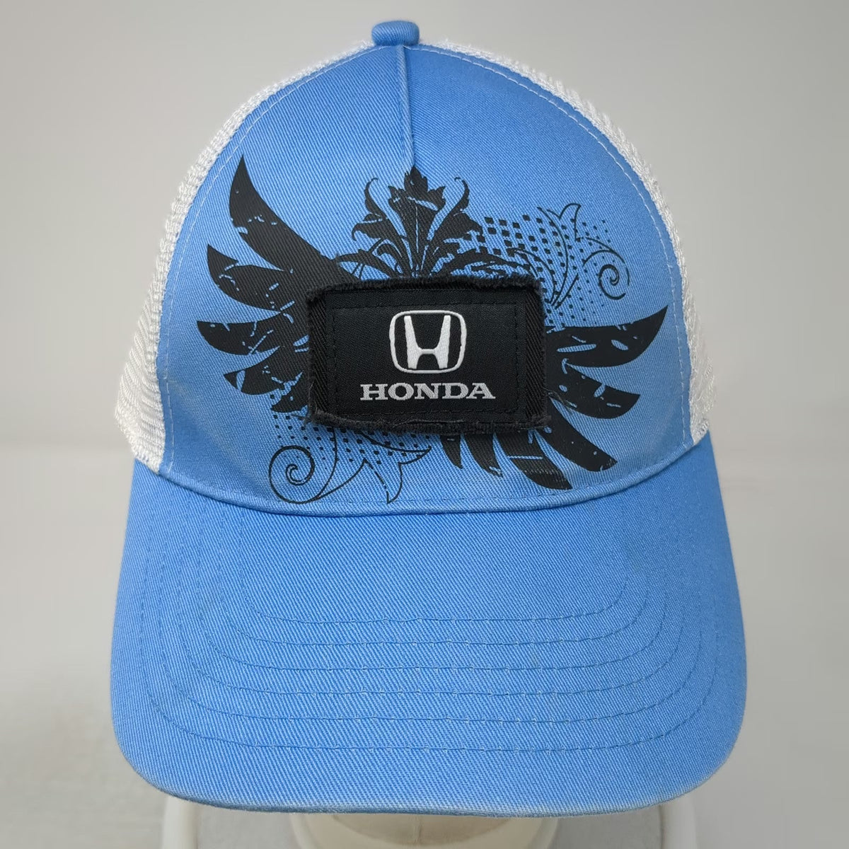 K-Products Baseball Cap Blue OSFM Mesh Back Strapback Honda Patch Graphic Hat