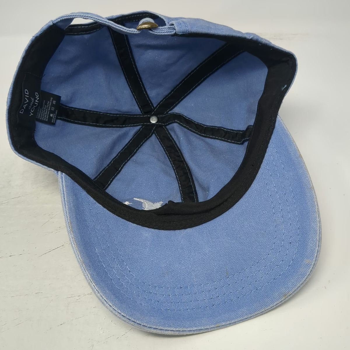 David and Young Baseball Cap Blue One Size Moon Stars Embroidery Slideback Hat