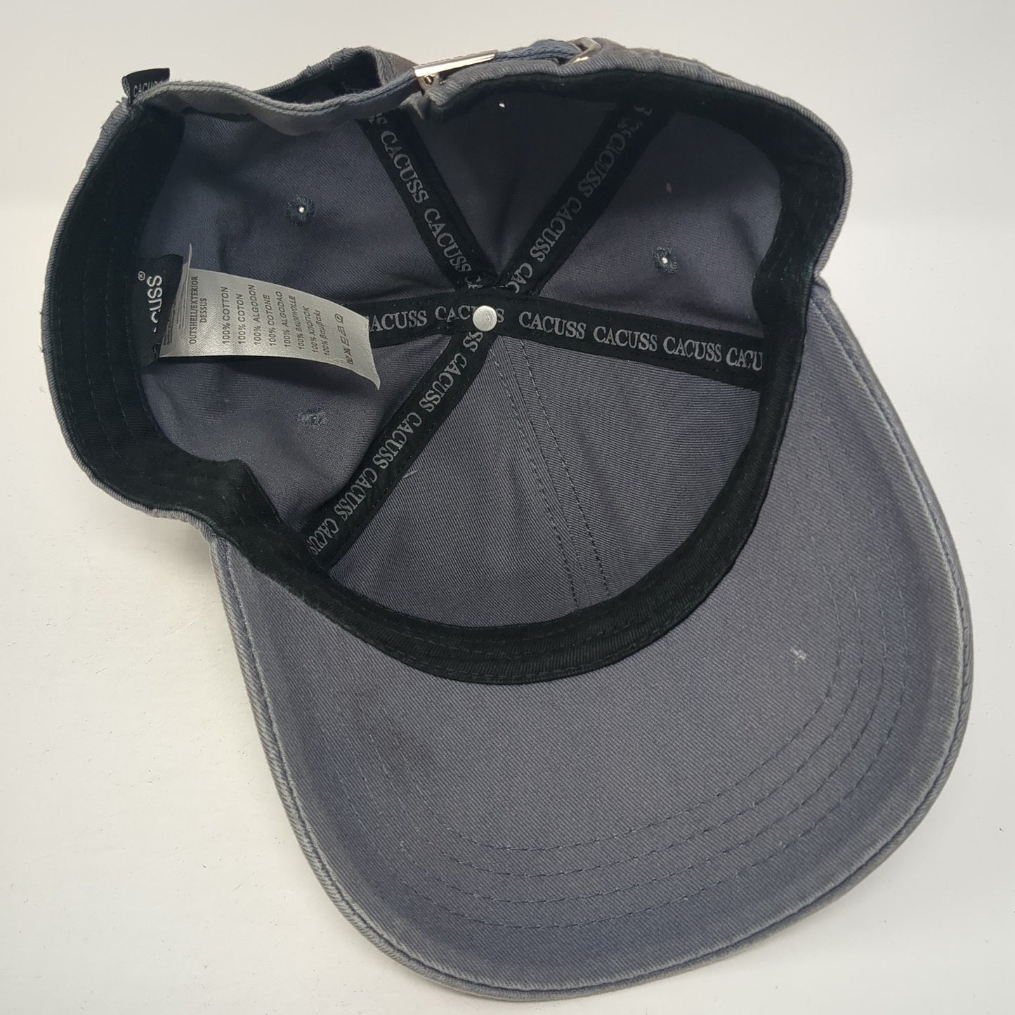Cacuss Slideback Baseball Cap Gray One Size Adjustable 6 Panel Cotton