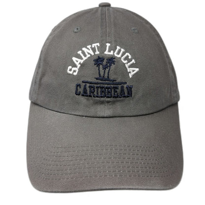 Fahrenheit Baseball Cap Gray One Size Saint Lucia Caribbean Palm Tree Cotton Hat