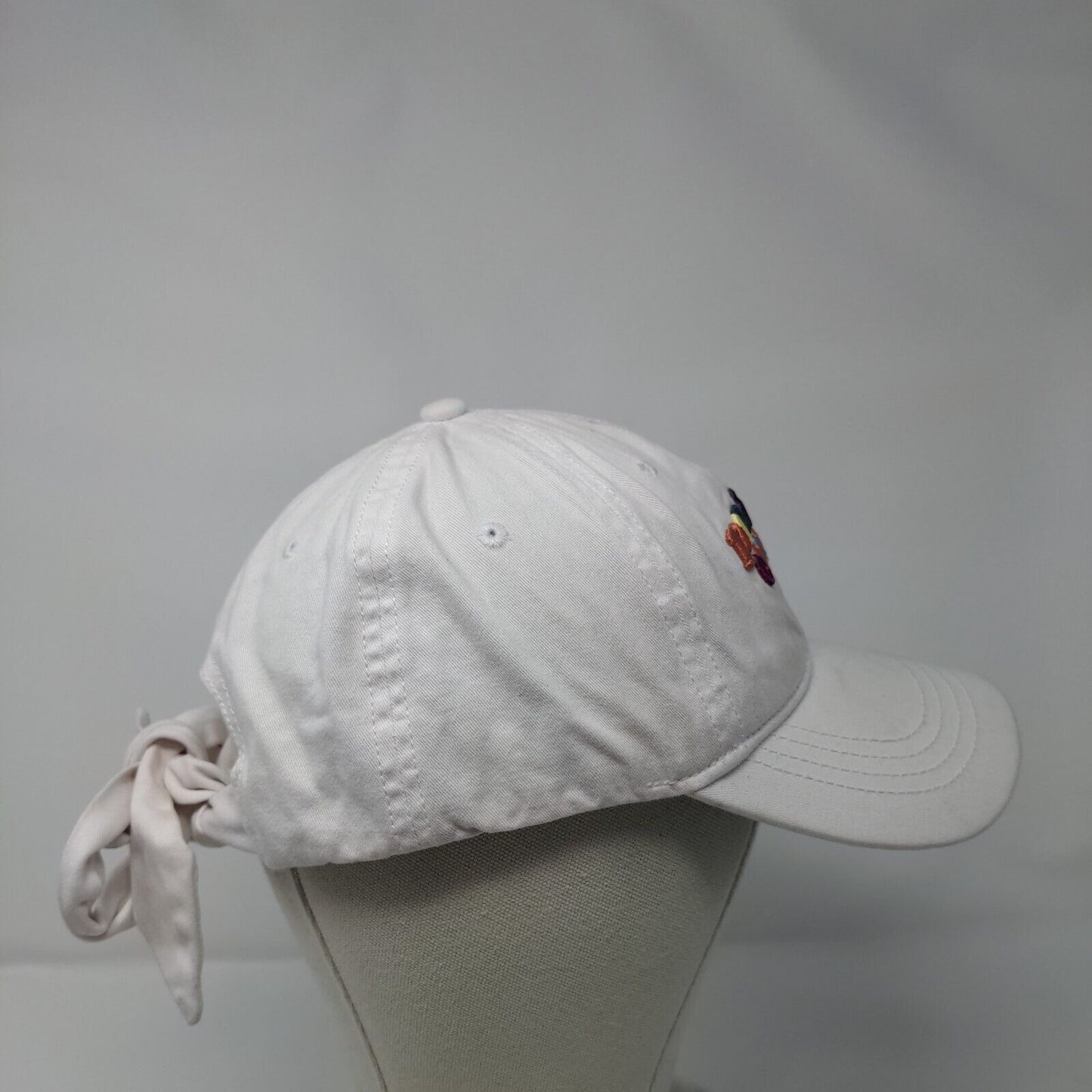 Positive Energy Tie Back Hat White OSFM Embroidered Colorful Font