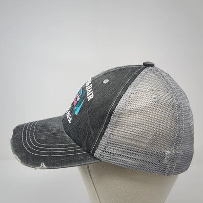 Glamping Hair Don't Care Trucker Hat Gray One Size Adjustable Distressed Katydid