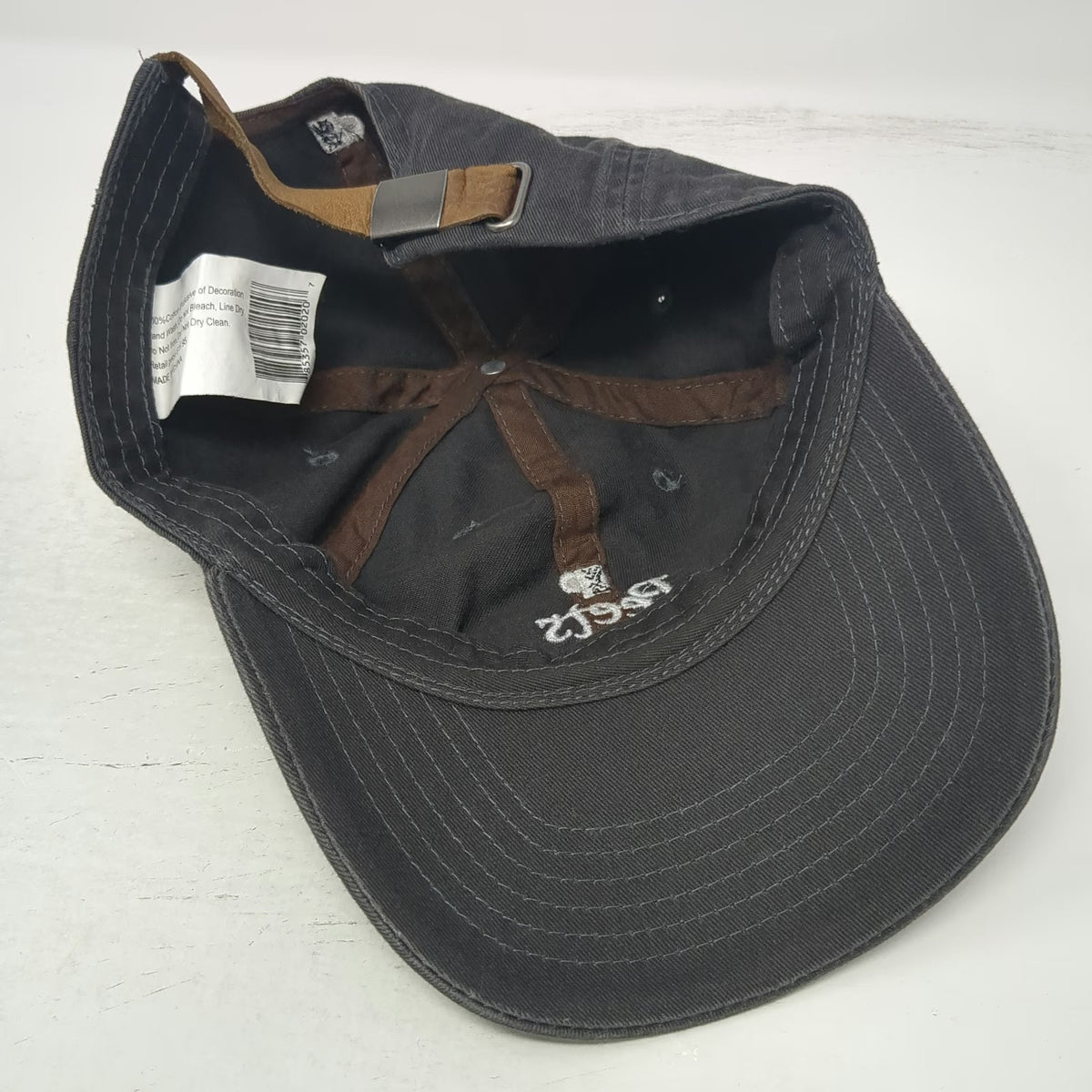 Peet's Coffee Baseball Cap Gray One Size Leather Strapback Faded Cotton Hat