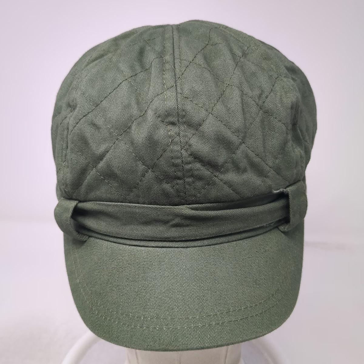 Army Cap Green One Size Quilted 100% Cotton Short Brim Stitched Casual Hat