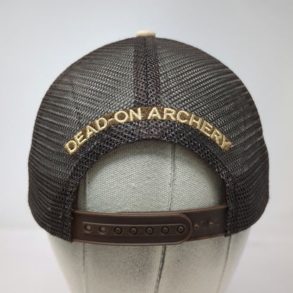 Dead-On Archery Bow Hiker Trucker Hat Beige Brown Gold One Size Mesh Snapback