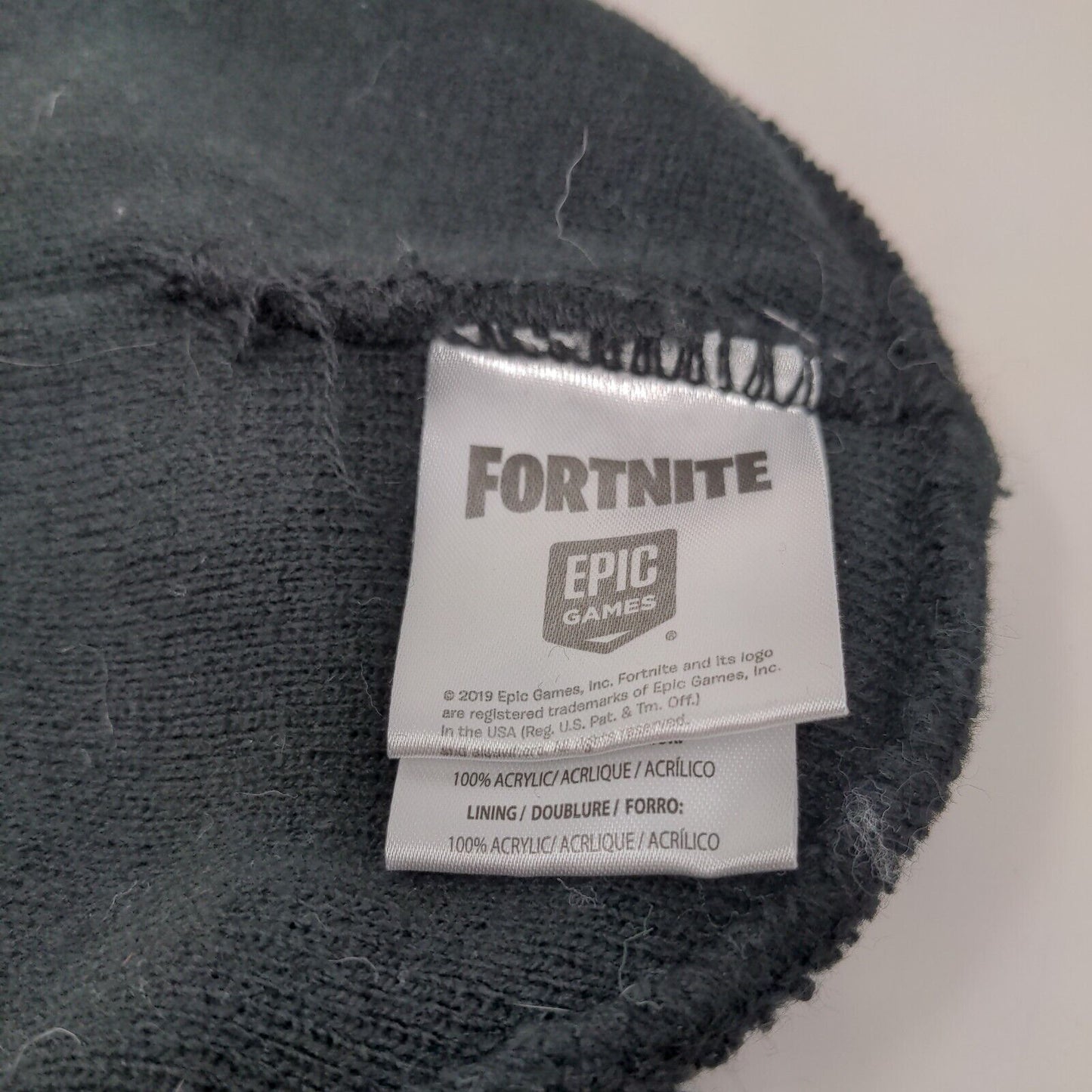 Fortnite Beanie Hat Black OSFM Knitted Embroidered Stretch Epic Games